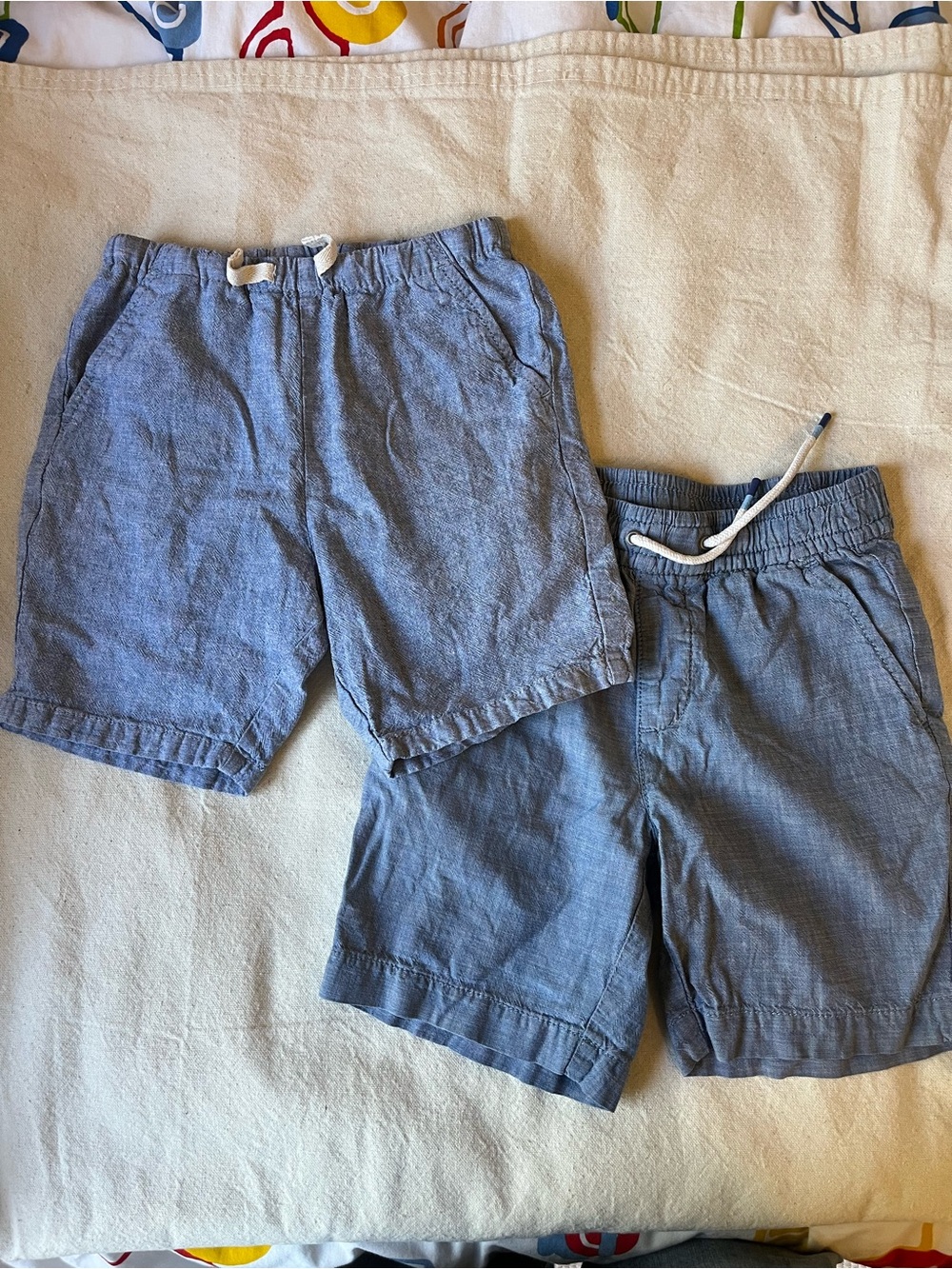 Two pairs of boys’ chambray shorts